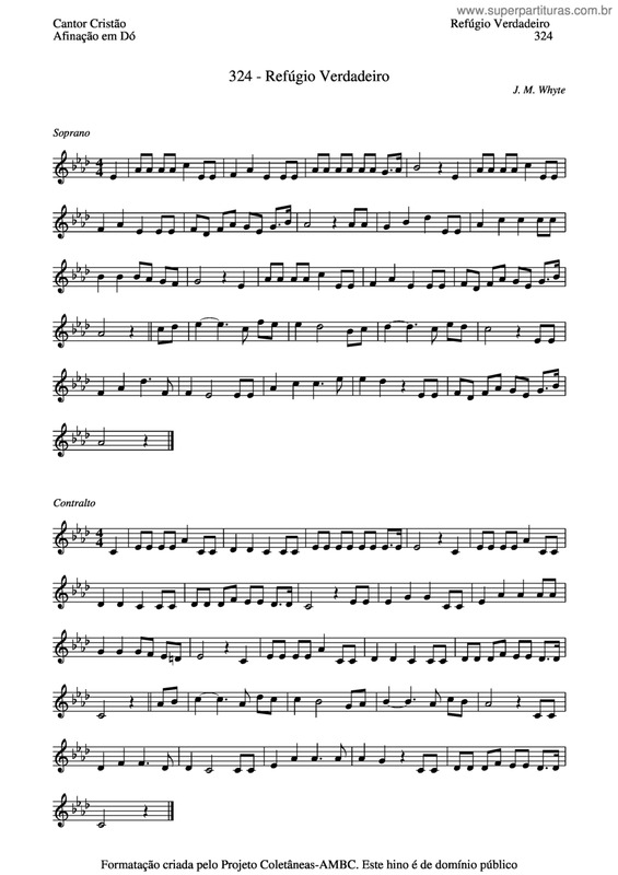 Partitura da música Refúgio Verdadeiro