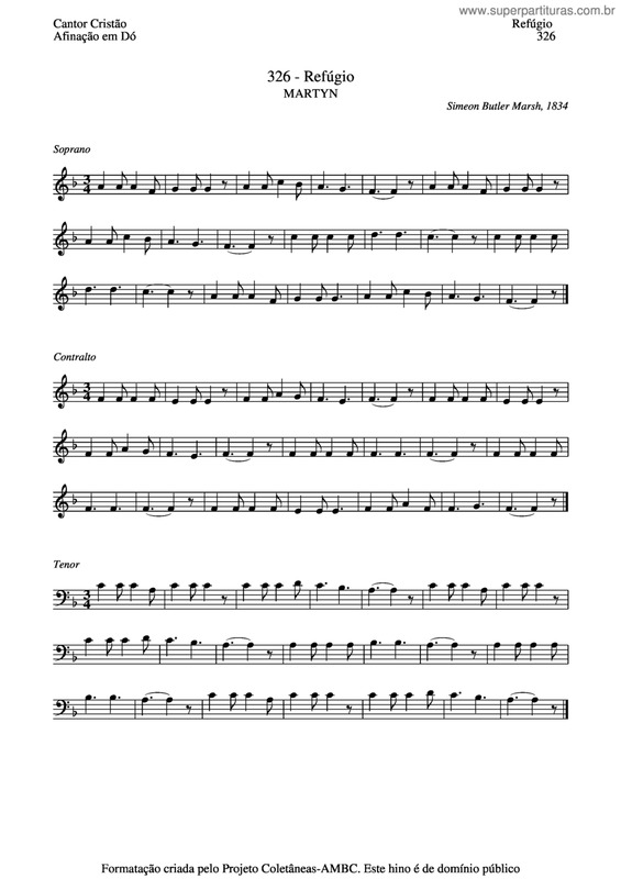 Partitura da música Refúgio