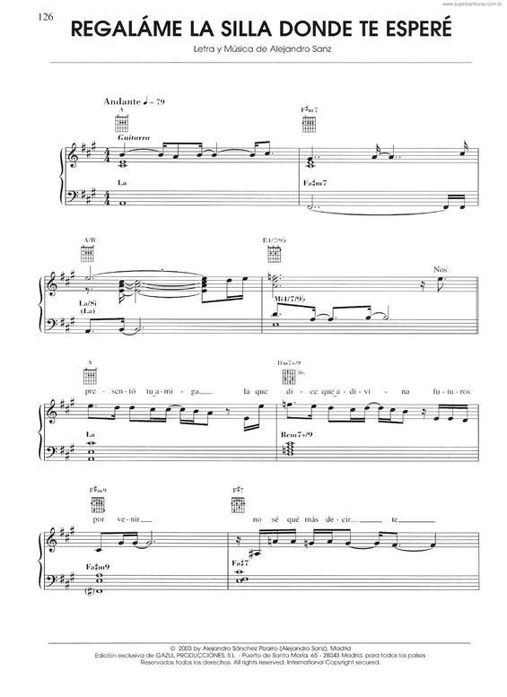 Partitura da música Regálame La Silla Donde Te Esperé v.2