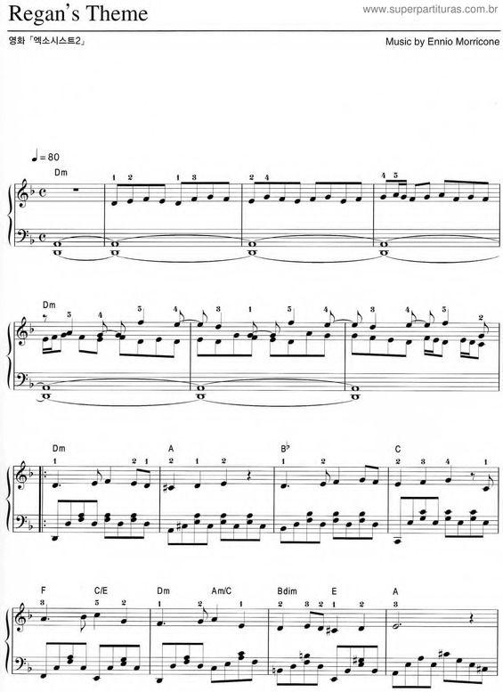 Partitura da música Regan`s Theme