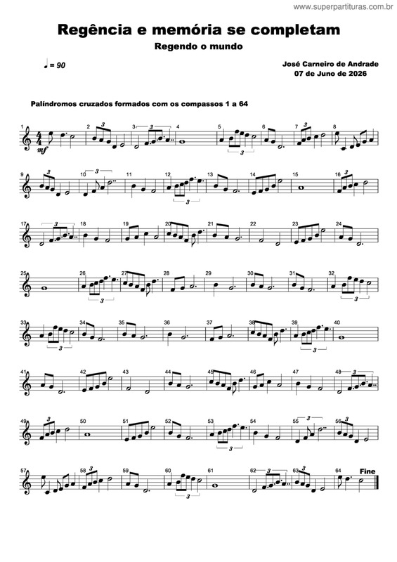 Partitura da música Regência E Memória Se Completam