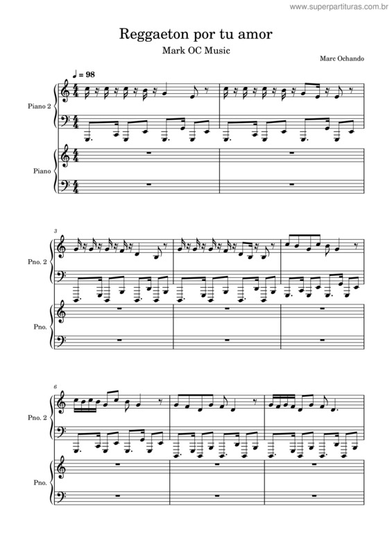 Partitura da música Reggaeton Por Tu Amor – Mark Oc Music