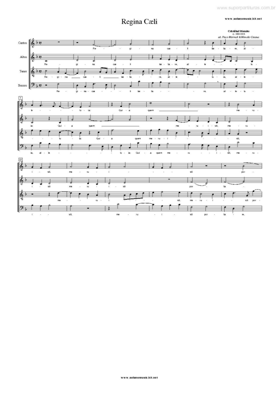 Partitura da música Regina Caeli