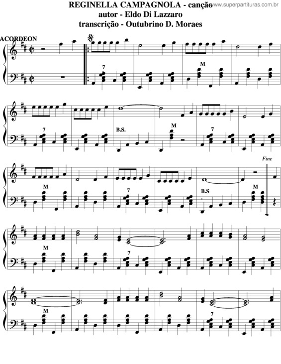 Partitura da música Reginella Campagnola v.2