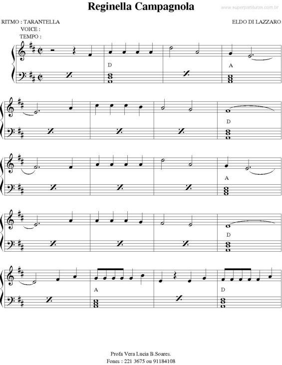 Partitura da música Reginella Campagnola