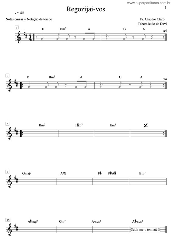 Partitura da música Regozijai-Vos