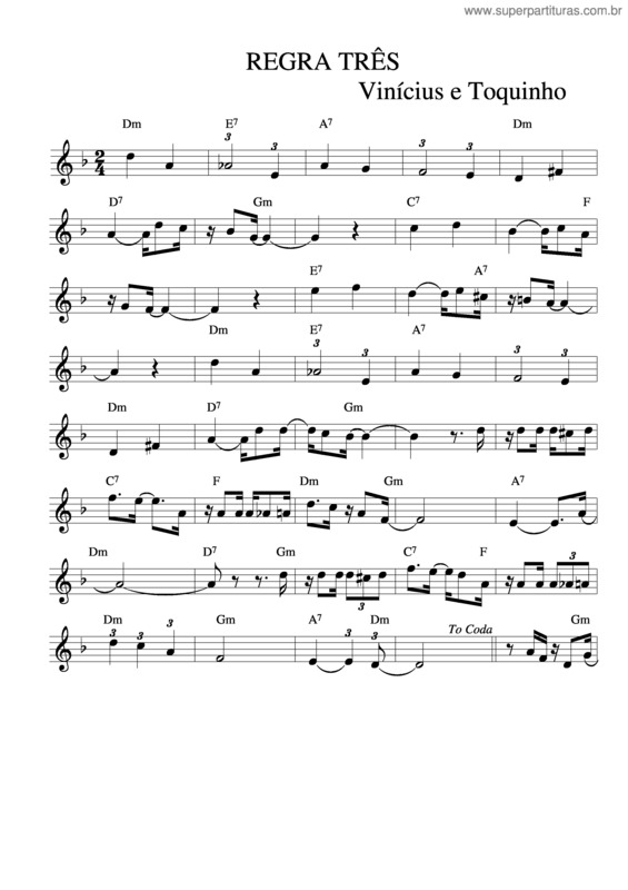 Partitura da música Regra De Três