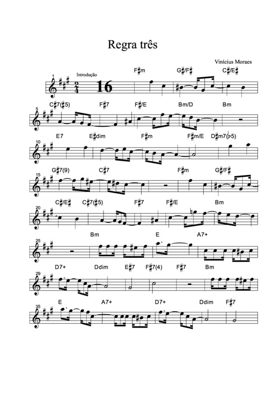 Partitura da música Regra Três v.12