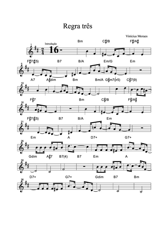 Partitura da música Regra Três v.13