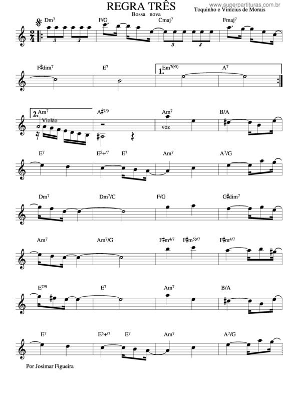 Regra Três – Vinicius de Moraes & Toquinho Sheet music for Piano (Solo)  Easy