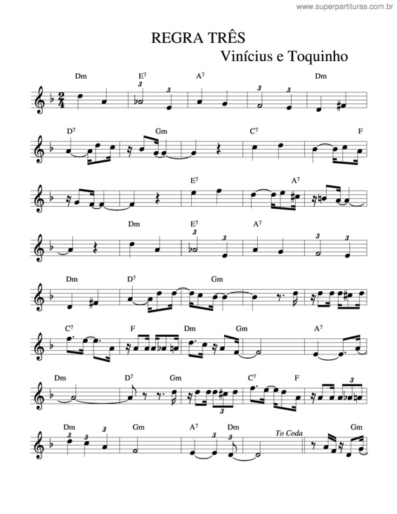 Partitura da música Regra Três v.4