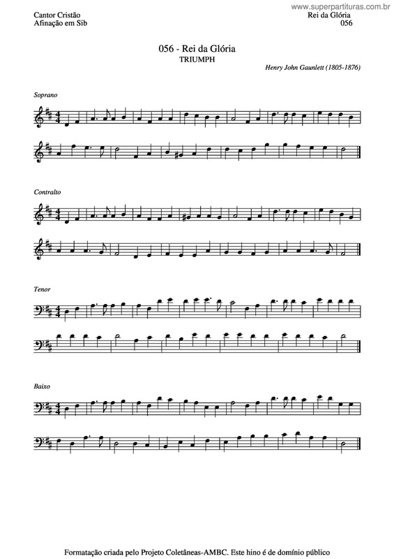Partitura da música Rei Da Glória v.4