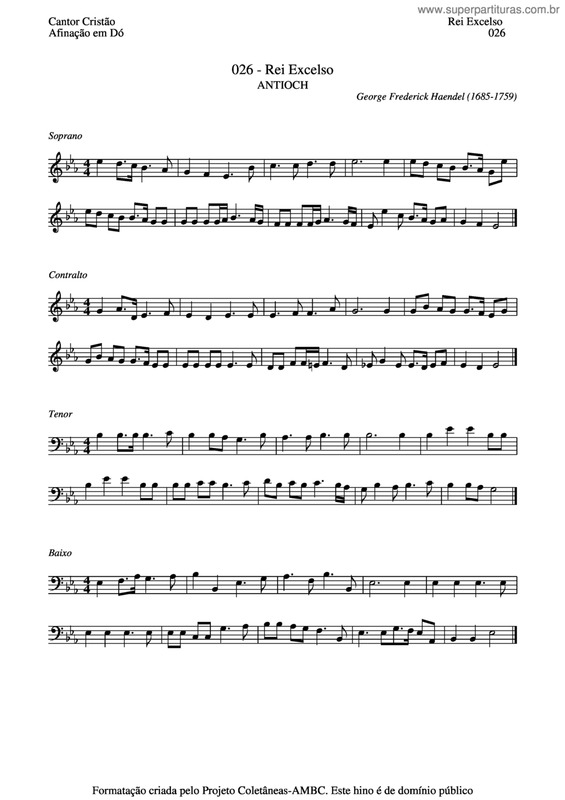 Partitura da música Rei Excelso v.2