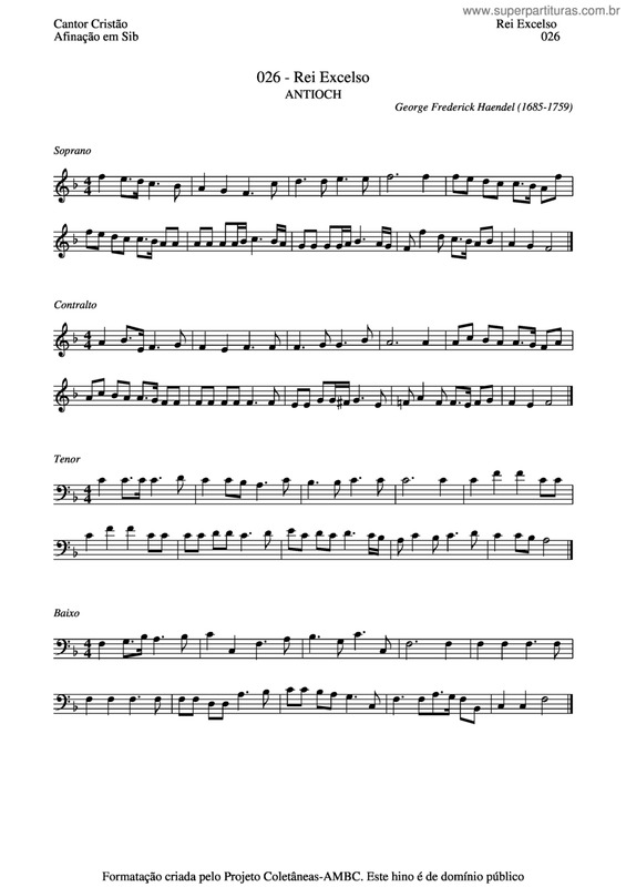 Partitura da música Rei Excelso v.3