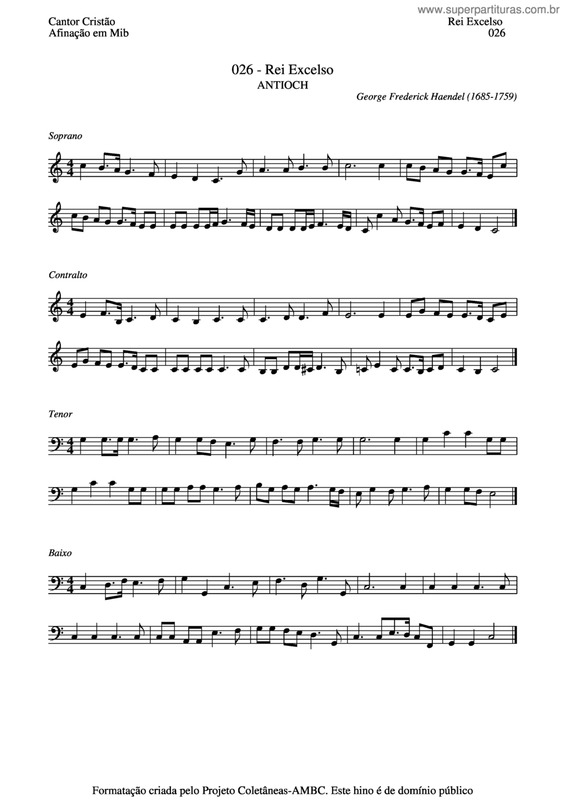 Partitura da música Rei Excelso v.4