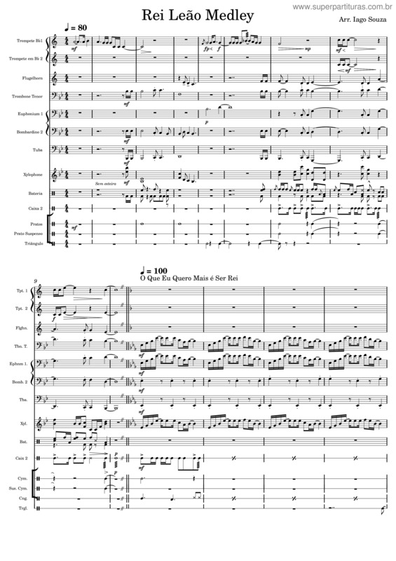 Partitura da música Rei Leão – Medley