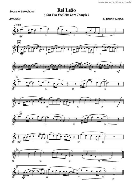 Partitura da música Rei Leão v.5