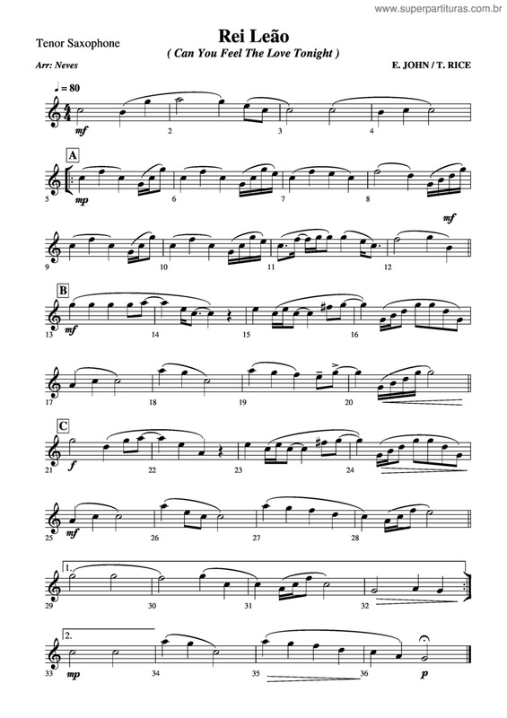 Partitura da música Rei Leão v.7