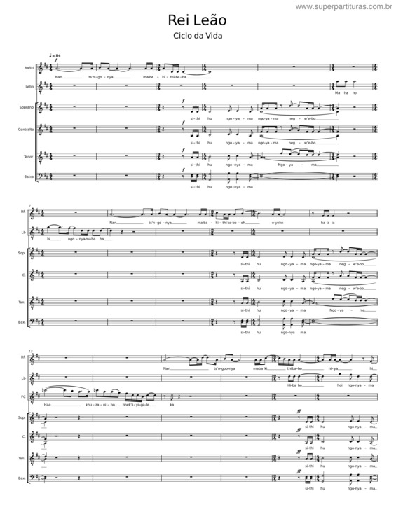 Partitura da música Rei Leão v.8