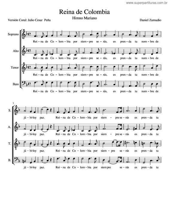 Partitura da música Reina De Colombia