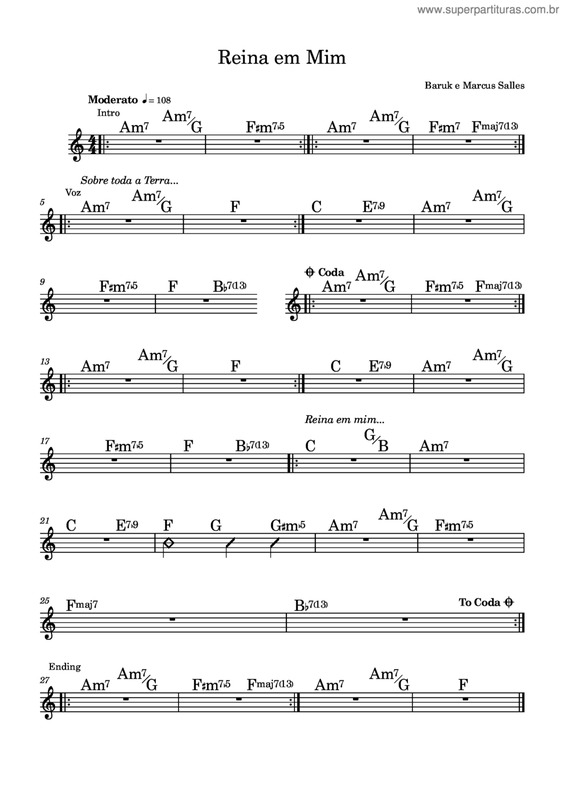 Partitura da música Reina Em Mim v.4