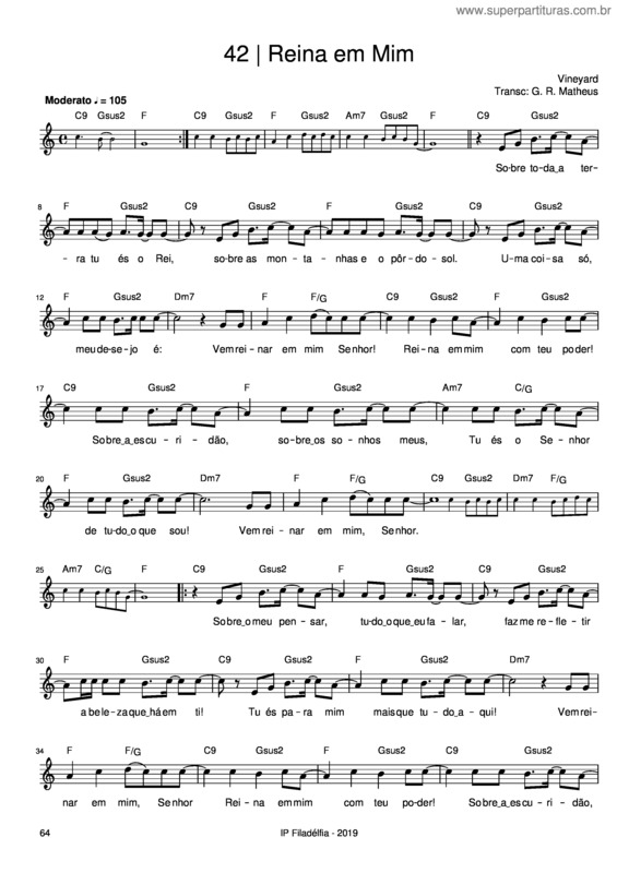 Partitura da música Reina Em Mim v.5