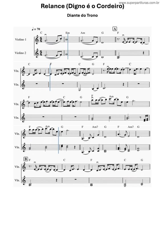 Partitura da música Relance (Digno É O Cordeiro)