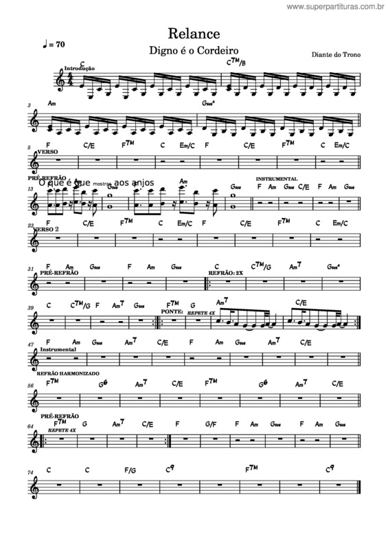 Partitura da música Relance
