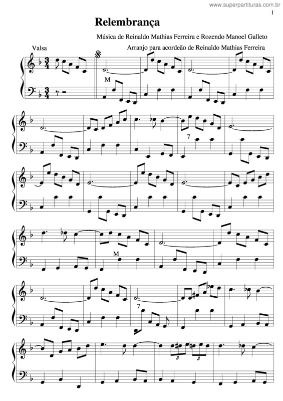 Partitura da música Relembrança