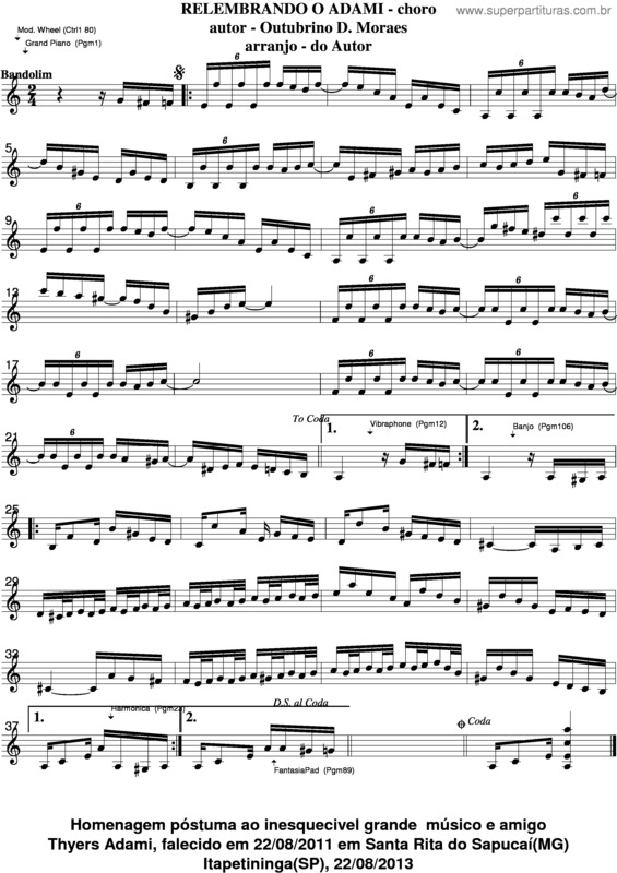 Partitura da música Relembrando O Adami v.2