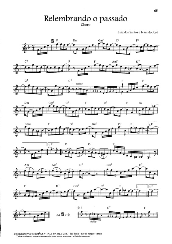 Partitura da música Relembrando o Passado v.6