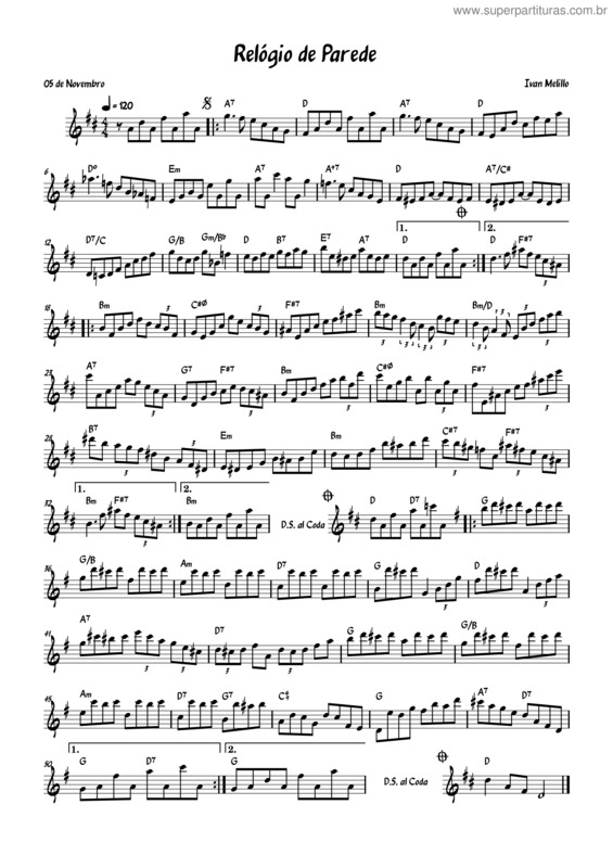 Partitura da música Relógio De Parede