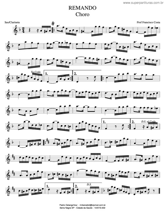 Partitura da música Remando