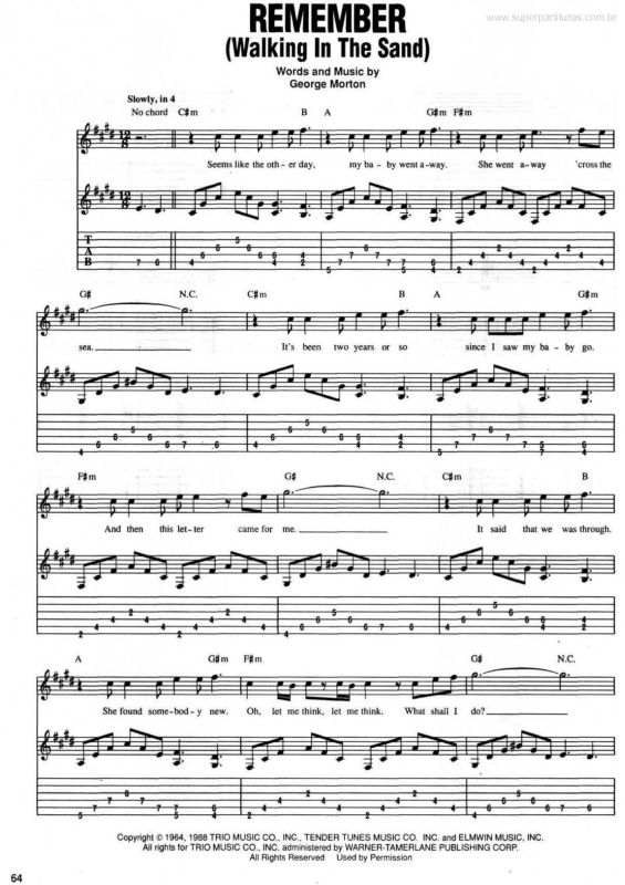 Partitura da música Remember (Walking in the Sand)