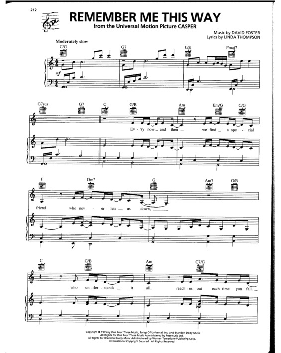 Partitura da música Remember Me This Way v.2