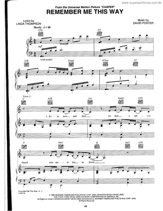 Partitura da música Remember Me This Way