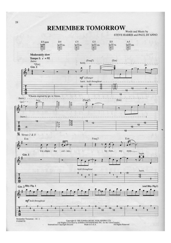 Partitura da música Remember Tomorrow