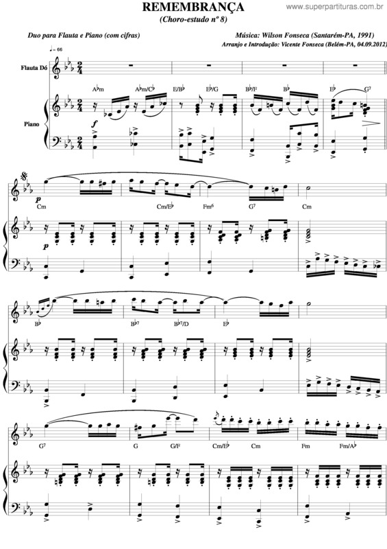 Partitura da música Remembrança