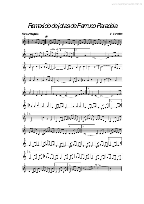 Partitura da música Remexido de Jotas de Farruco Paradela