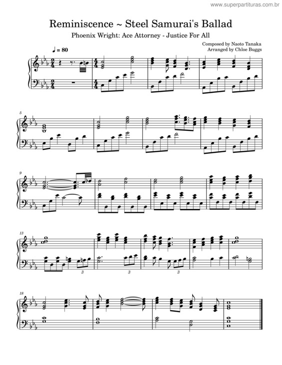 Partitura da música Reminiscence ~ Steel Samurai`S Ballad – Naoto Tanaka