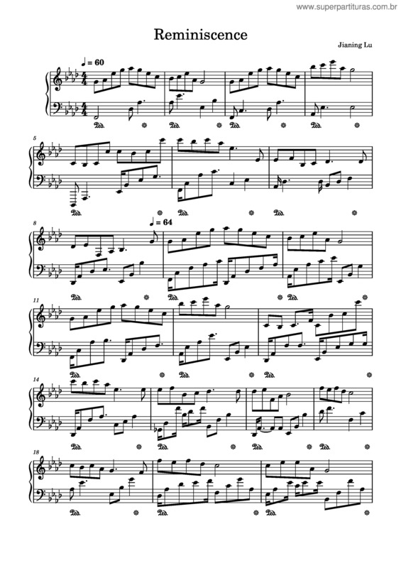 Partitura da música Reminiscence