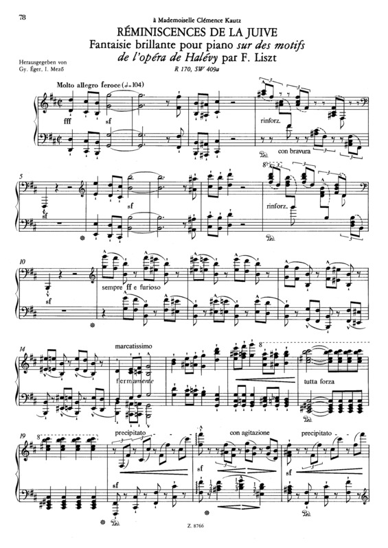 Partitura da música Réminiscences De La Juive S.409a