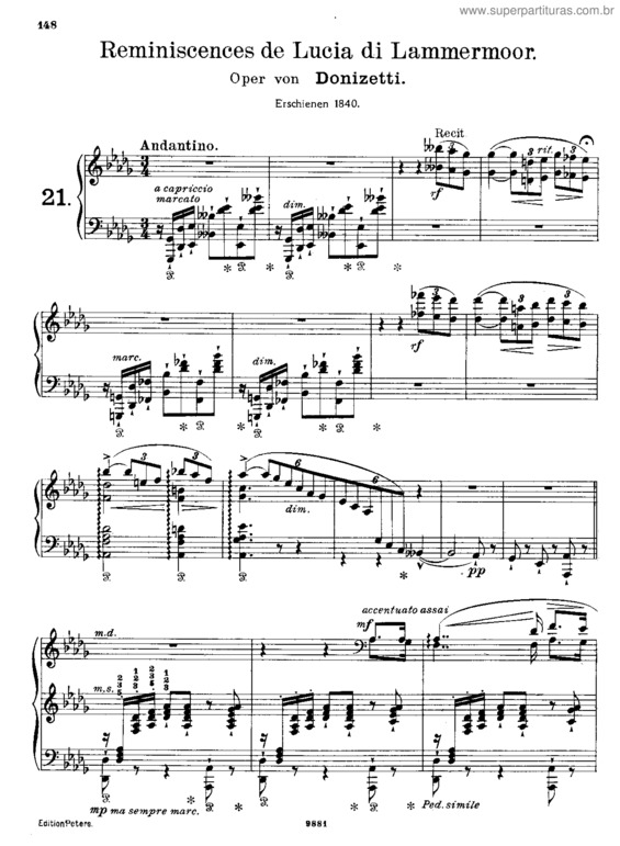 Partitura da música Réminiscences de Lucia di Lammermoor