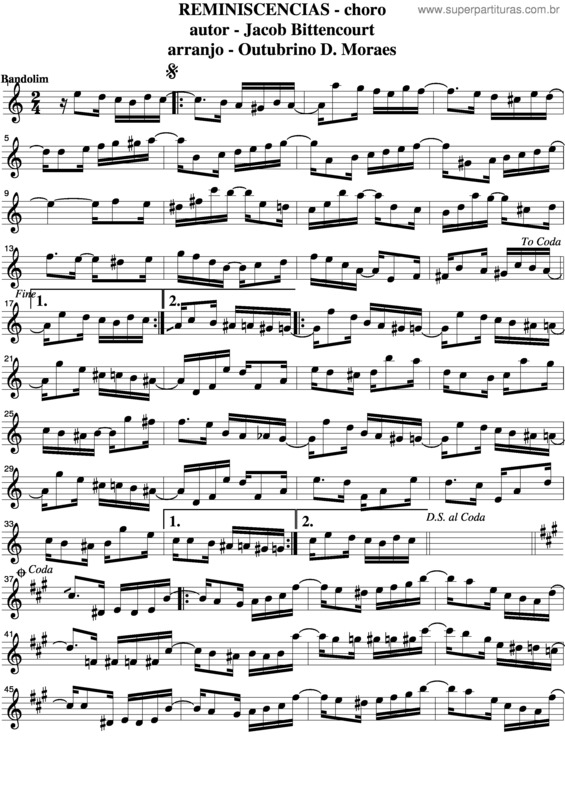 Partitura da música Reminiscência v.5