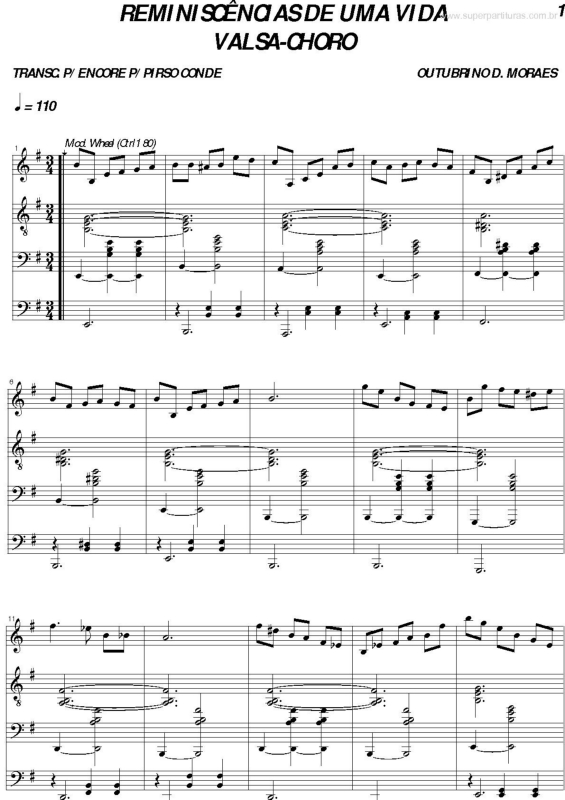 Partitura da música Reminiscências de uma Vida