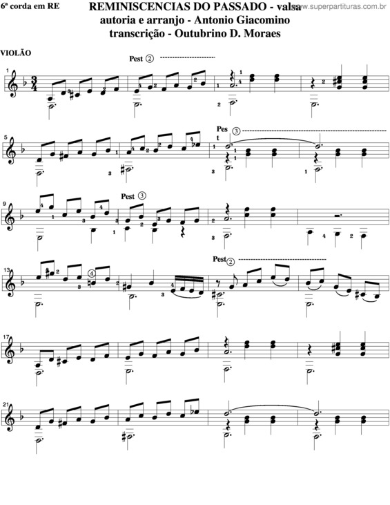 Partitura da música Reminiscencias Do Passado