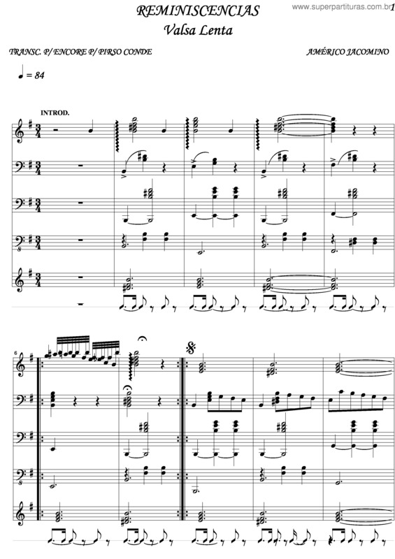 Partitura da música Reminiscencias v.2