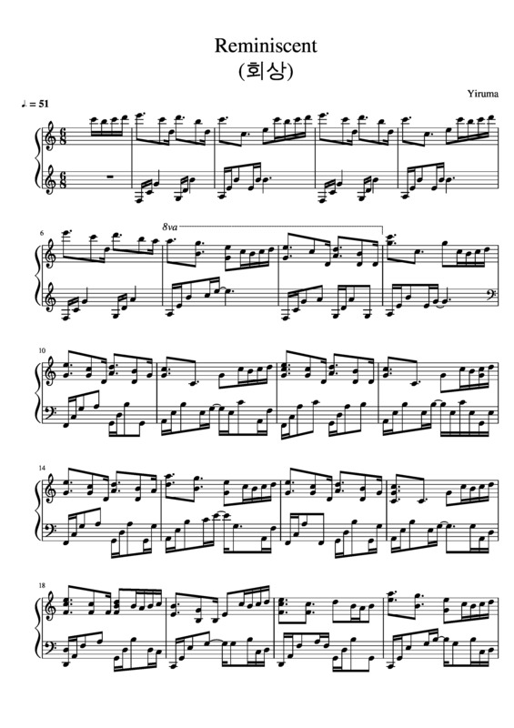 Partitura da música Reminiscent Piano Solo