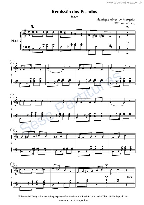 Partitura da música Remissão dos pecados