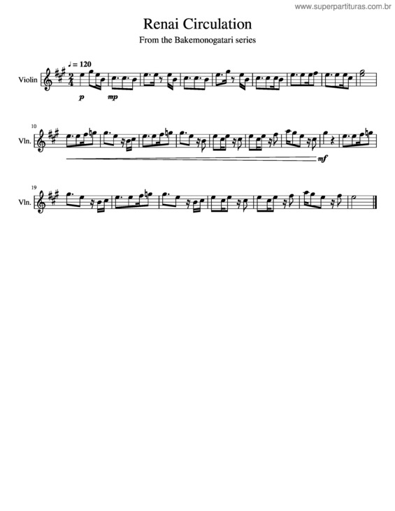 Partitura da música Renai_Circulation_